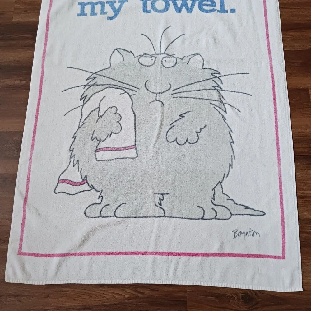 Vintage Sandra Boynton Keep Your Paws Off My Towel Cat Beach Towel 35 x  58